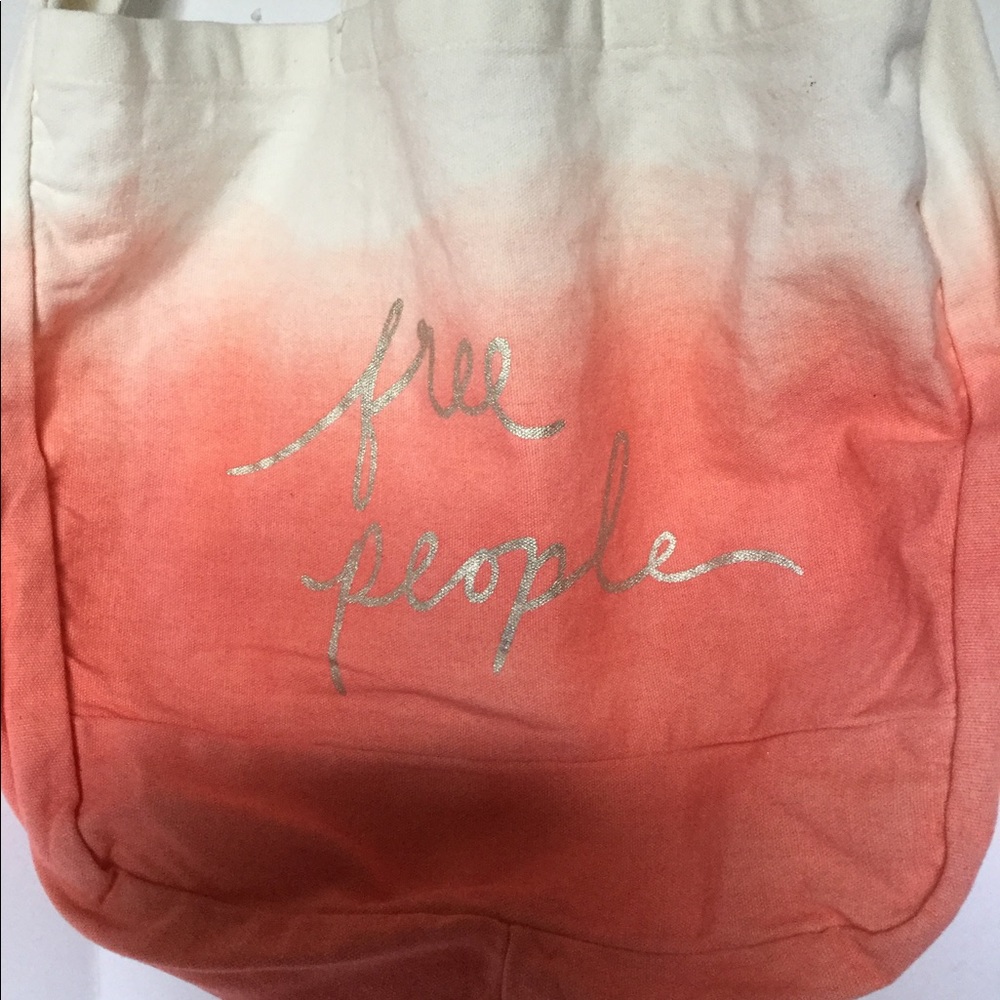 NWOT Free People canvas tote two-toned 13x18x6 - Picture 5 of 7